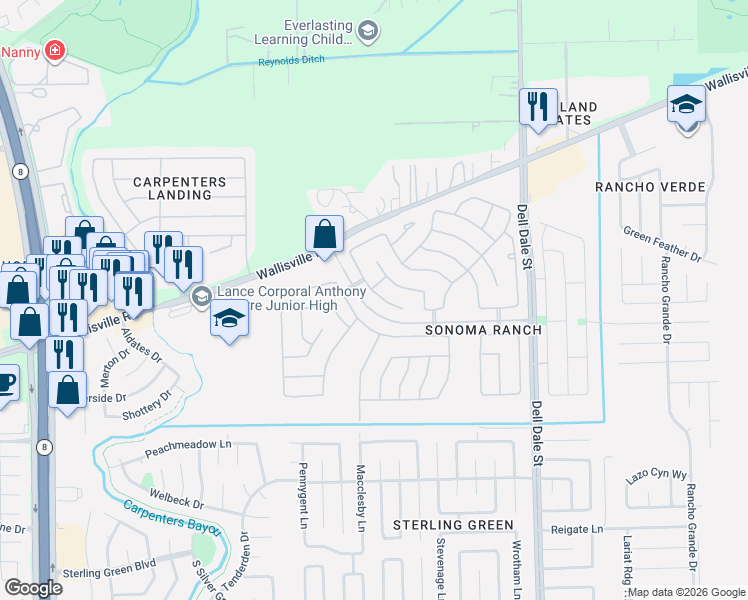 map of restaurants, bars, coffee shops, grocery stores, and more near 2006 Kamren Drive in Houston