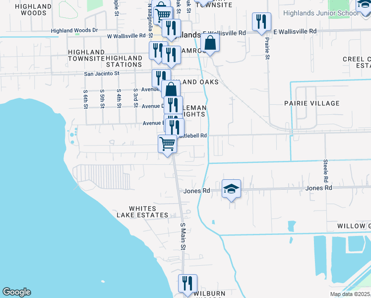 map of restaurants, bars, coffee shops, grocery stores, and more near 105 Battlebell Road in Highlands