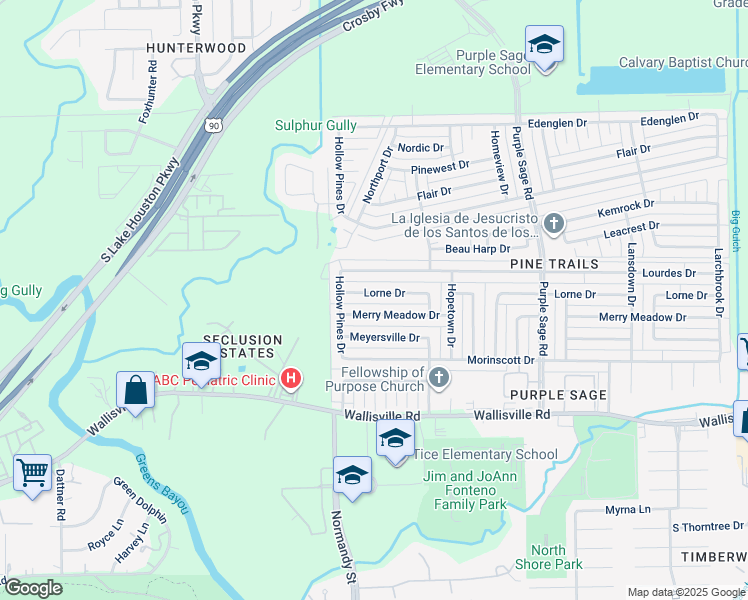map of restaurants, bars, coffee shops, grocery stores, and more near 14034 Lourdes Drive in Houston