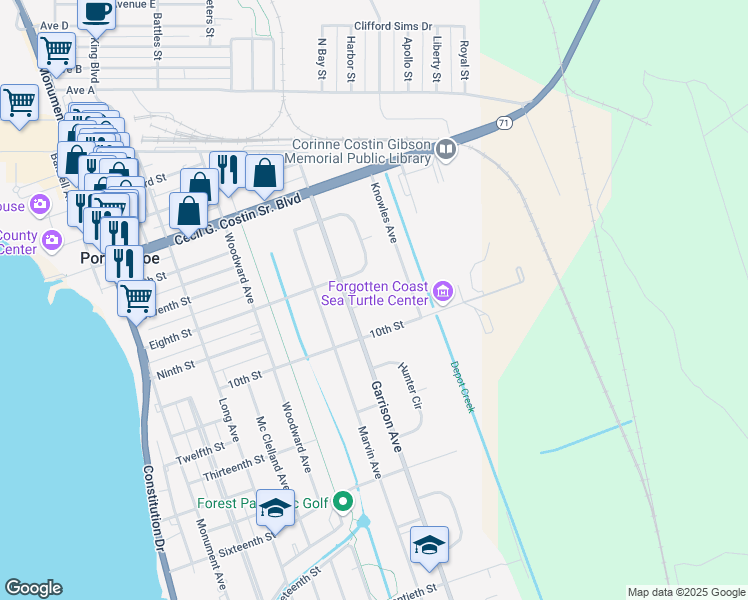map of restaurants, bars, coffee shops, grocery stores, and more near 515 9th Street in Port St. Joe