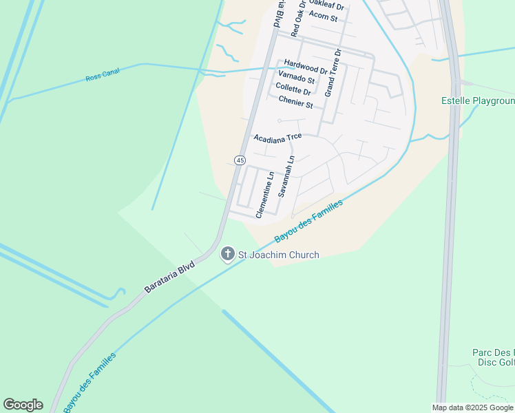 map of restaurants, bars, coffee shops, grocery stores, and more near 5233 Clementine Lane in Marrero