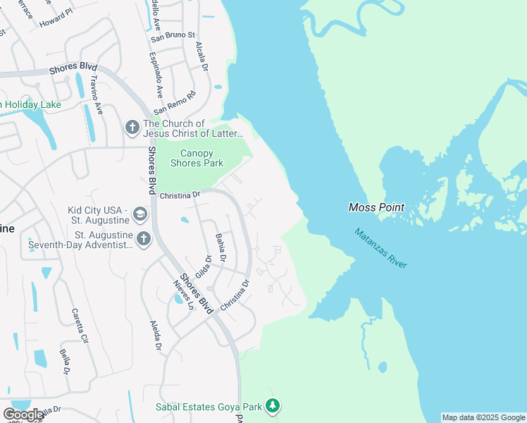 map of restaurants, bars, coffee shops, grocery stores, and more near 3 Cartagena Court in St. Augustine