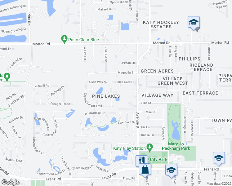 map of restaurants, bars, coffee shops, grocery stores, and more near 5838 Kyle Bend in Katy
