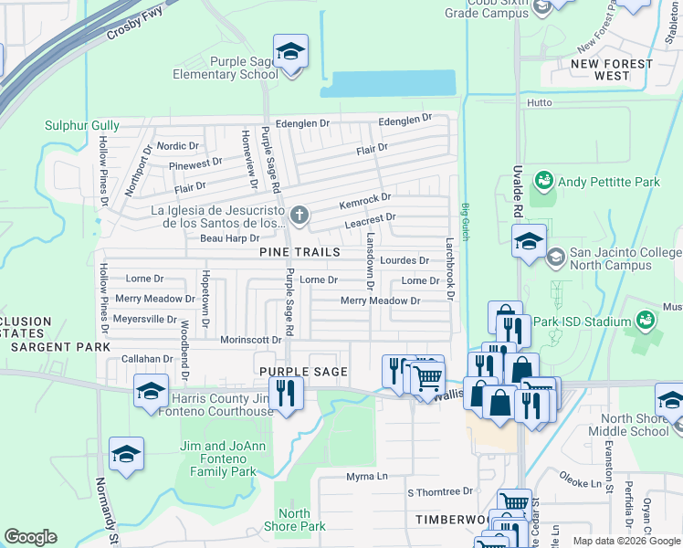 map of restaurants, bars, coffee shops, grocery stores, and more near 14430 Lourdes Drive in Houston