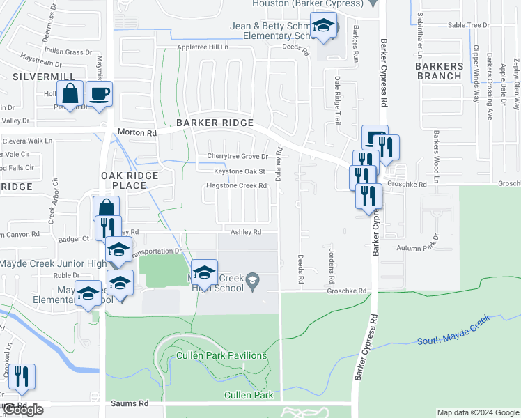 map of restaurants, bars, coffee shops, grocery stores, and more near 2918 Westerfield Lane in Houston