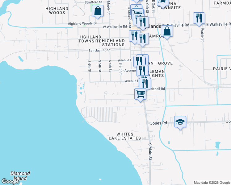map of restaurants, bars, coffee shops, grocery stores, and more near 310 Vann Road in Highlands