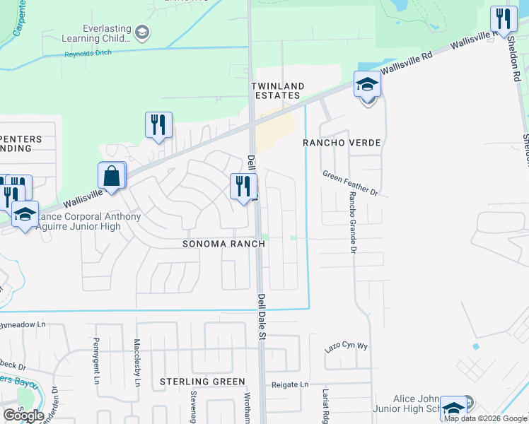 map of restaurants, bars, coffee shops, grocery stores, and more near 1943 Fallow Lane in Houston