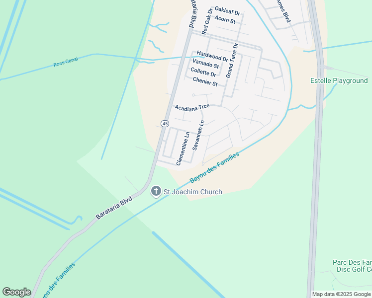 map of restaurants, bars, coffee shops, grocery stores, and more near 5233 Clementine Lane in Marrero