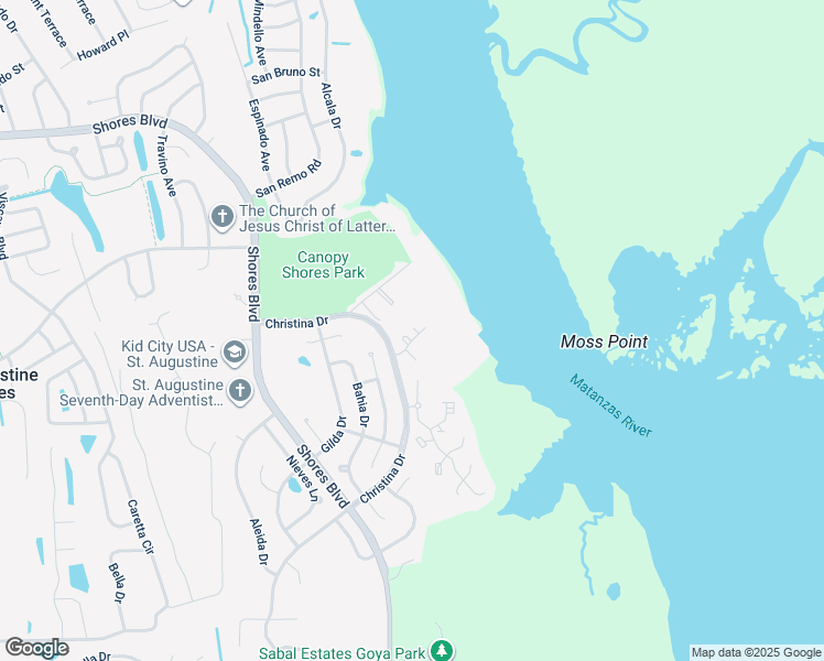 map of restaurants, bars, coffee shops, grocery stores, and more near 3 Cartagena Court in St. Augustine