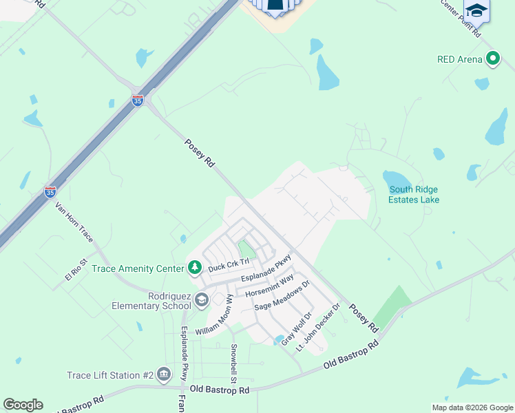 map of restaurants, bars, coffee shops, grocery stores, and more near 1601 Posey Road in San Marcos