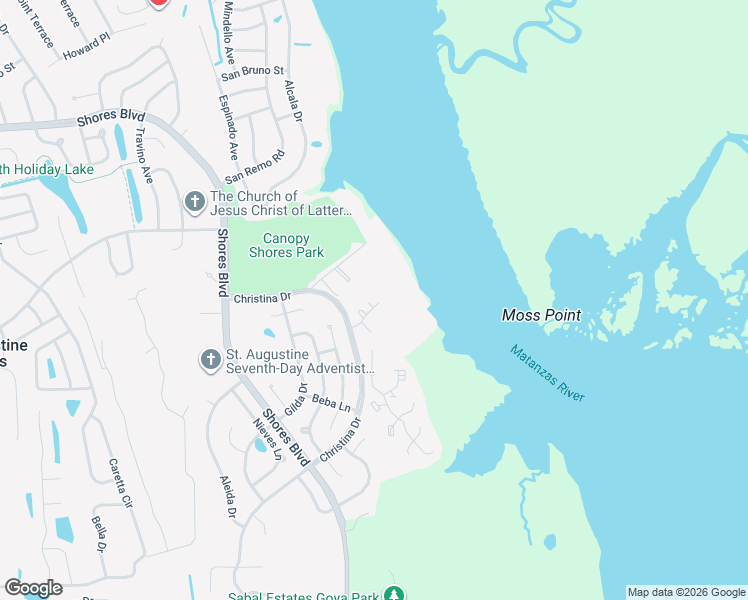 map of restaurants, bars, coffee shops, grocery stores, and more near 3 Cartagena Court in St. Augustine