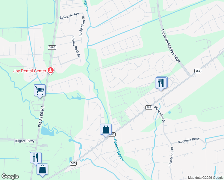 map of restaurants, bars, coffee shops, grocery stores, and more near 5506 Rainbow Road in Mont Belvieu