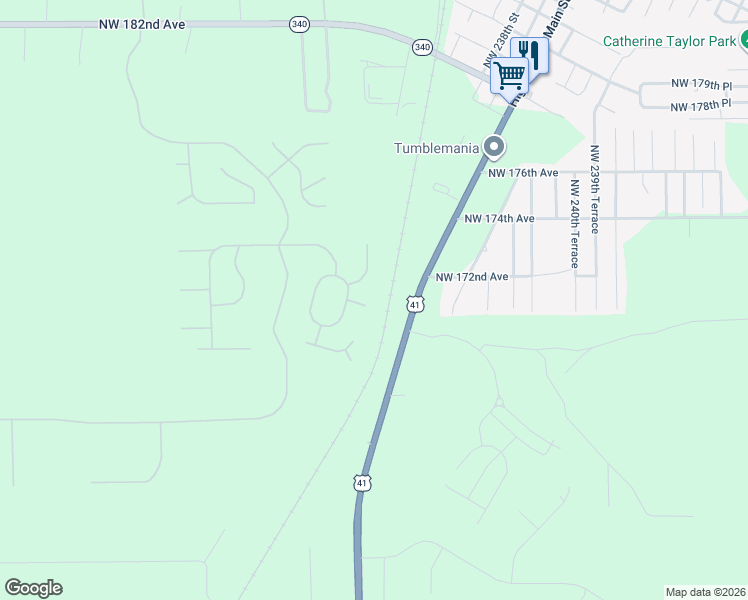 map of restaurants, bars, coffee shops, grocery stores, and more near 24934 Northwest 170th Road in High Springs