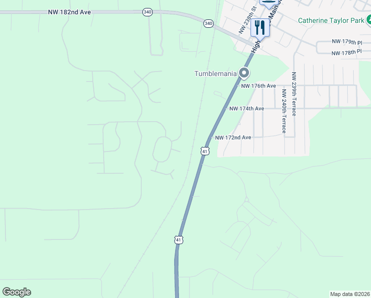 map of restaurants, bars, coffee shops, grocery stores, and more near 24934 Northwest 170th Road in High Springs