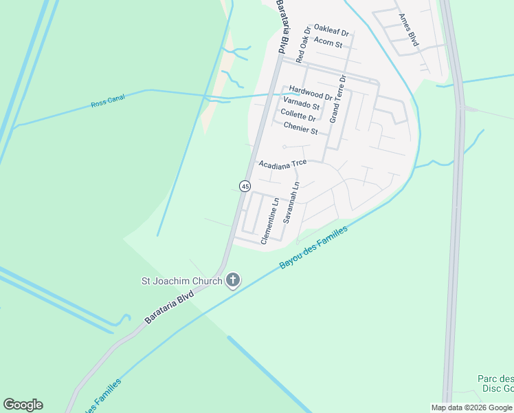 map of restaurants, bars, coffee shops, grocery stores, and more near 5204 Woodstream Drive in Marrero