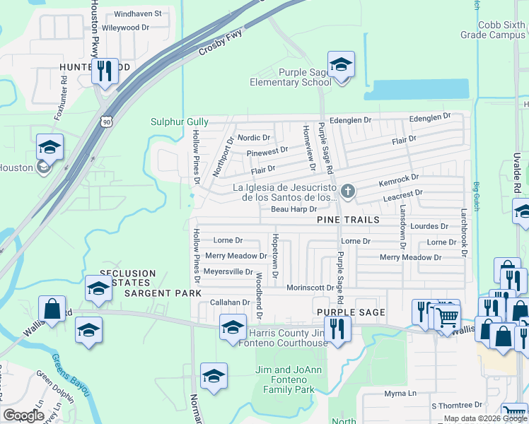 map of restaurants, bars, coffee shops, grocery stores, and more near 6218 Woodbend Drive in Houston
