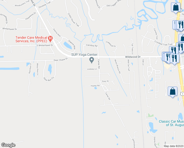 map of restaurants, bars, coffee shops, grocery stores, and more near 540 Ray Edwards Road in St. Augustine