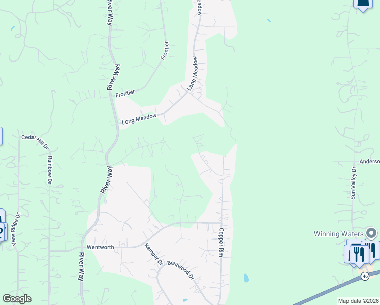 map of restaurants, bars, coffee shops, grocery stores, and more near 249 Champions Ridge in Spring Branch