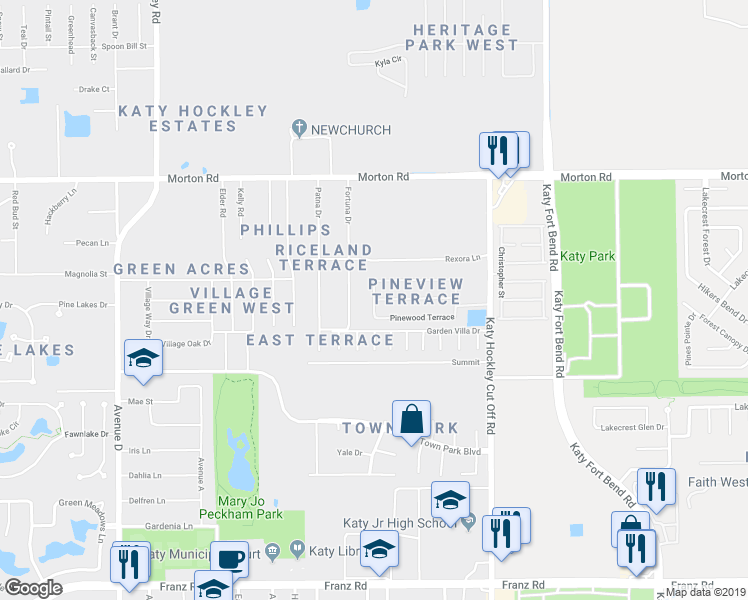 map of restaurants, bars, coffee shops, grocery stores, and more near 2701 Tallowwood Terrace in Katy