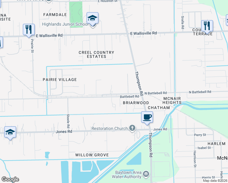 map of restaurants, bars, coffee shops, grocery stores, and more near 1310 North Battlebell Road in Highlands