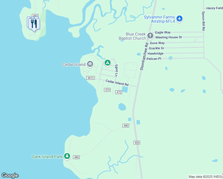 map of restaurants, bars, coffee shops, grocery stores, and more near 21485 South Sandpiper Road in Perry