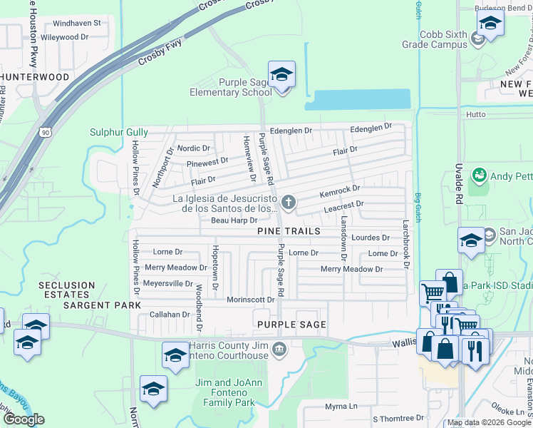 map of restaurants, bars, coffee shops, grocery stores, and more near 14323 Beau Harp Drive in Houston