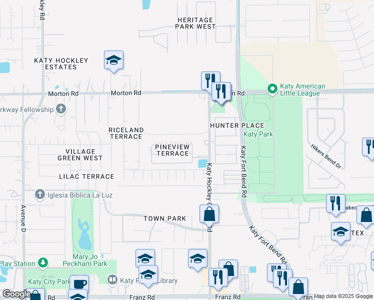 map of restaurants, bars, coffee shops, grocery stores, and more near 5246 Tallowpine Terrace in Katy