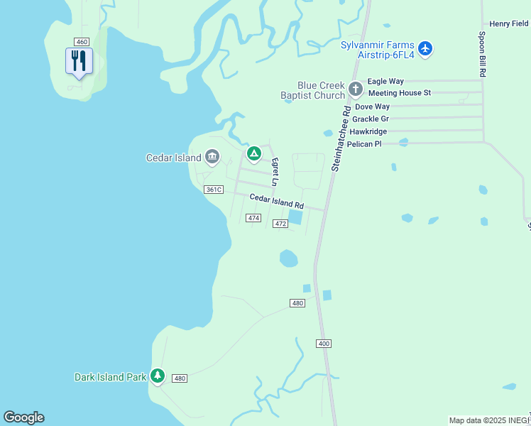 map of restaurants, bars, coffee shops, grocery stores, and more near 21485 South Sandpiper Road in Perry