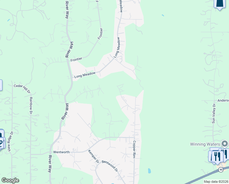 map of restaurants, bars, coffee shops, grocery stores, and more near 249 Champions Ridge in Spring Branch