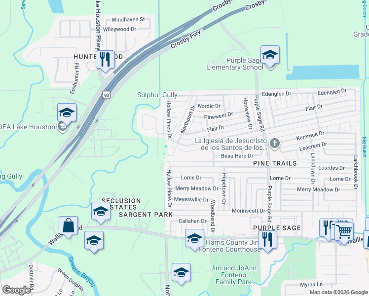map of restaurants, bars, coffee shops, grocery stores, and more near 14118 Dartwood Drive in Houston
