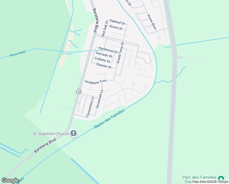 map of restaurants, bars, coffee shops, grocery stores, and more near 2632 Cedar Creek Street in Marrero