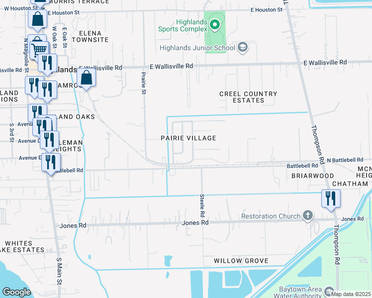 map of restaurants, bars, coffee shops, grocery stores, and more near 108 Edith Street in Highlands