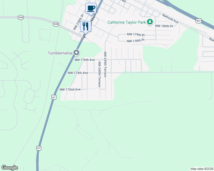 map of restaurants, bars, coffee shops, grocery stores, and more near 17241 Northwest 239 Terrace in High Springs