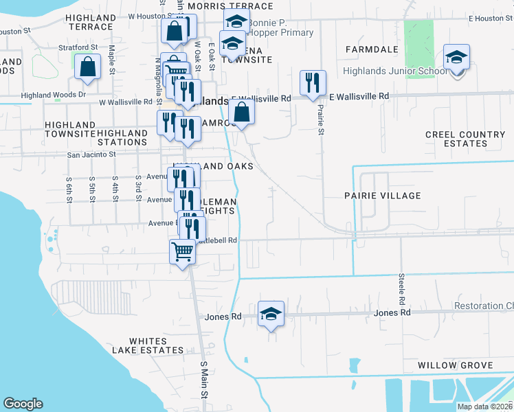 map of restaurants, bars, coffee shops, grocery stores, and more near 312 Battlebell Road in Highlands