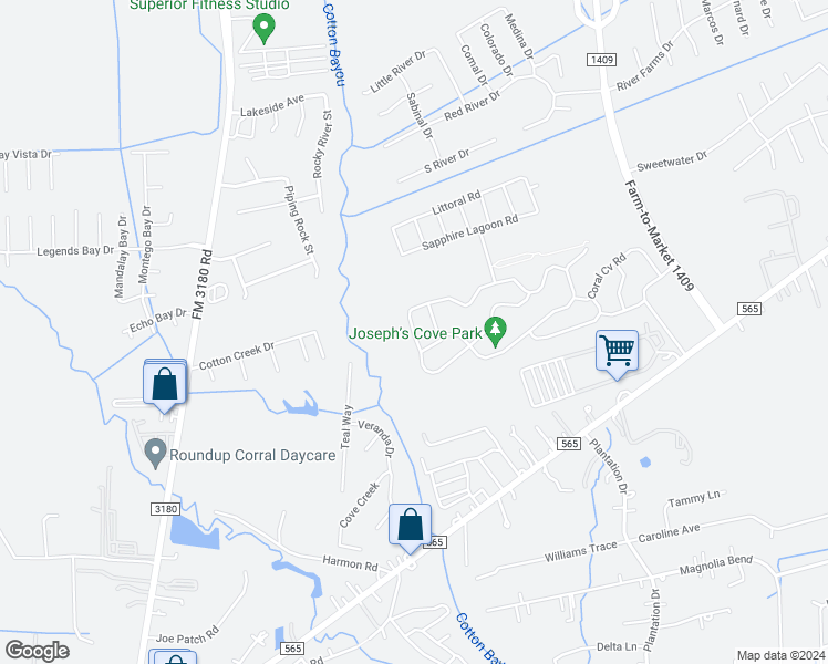 map of restaurants, bars, coffee shops, grocery stores, and more near 8015 Crustacean Road in Mont Belvieu