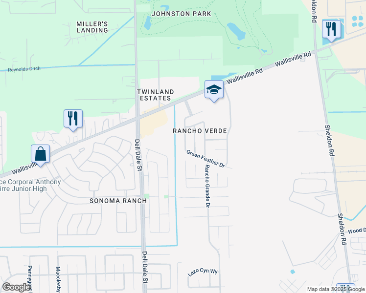 map of restaurants, bars, coffee shops, grocery stores, and more near 2115 Forest Ranch Drive in Houston