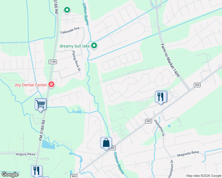 map of restaurants, bars, coffee shops, grocery stores, and more near 5527 Snapping Turtle Road in Mont Belvieu