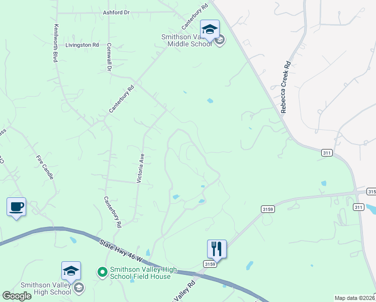 map of restaurants, bars, coffee shops, grocery stores, and more near 2080 Cornwall Drive in Spring Branch