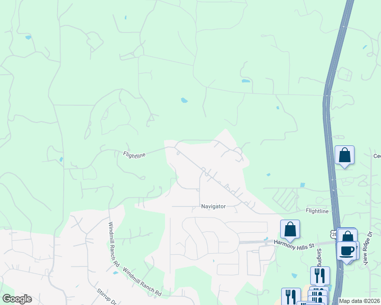 map of restaurants, bars, coffee shops, grocery stores, and more near 1014 Flightline in Spring Branch