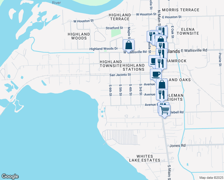 map of restaurants, bars, coffee shops, grocery stores, and more near 207 South 6th Street in Highlands