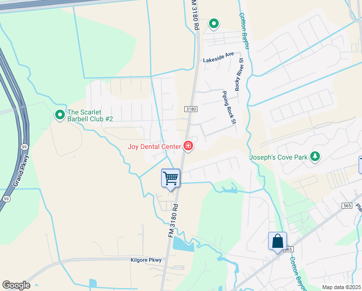 map of restaurants, bars, coffee shops, grocery stores, and more near 4835 Echo Bay Drive in Baytown