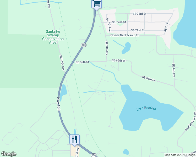 map of restaurants, bars, coffee shops, grocery stores, and more near 6692 Southeast 9th Avenue in Starke