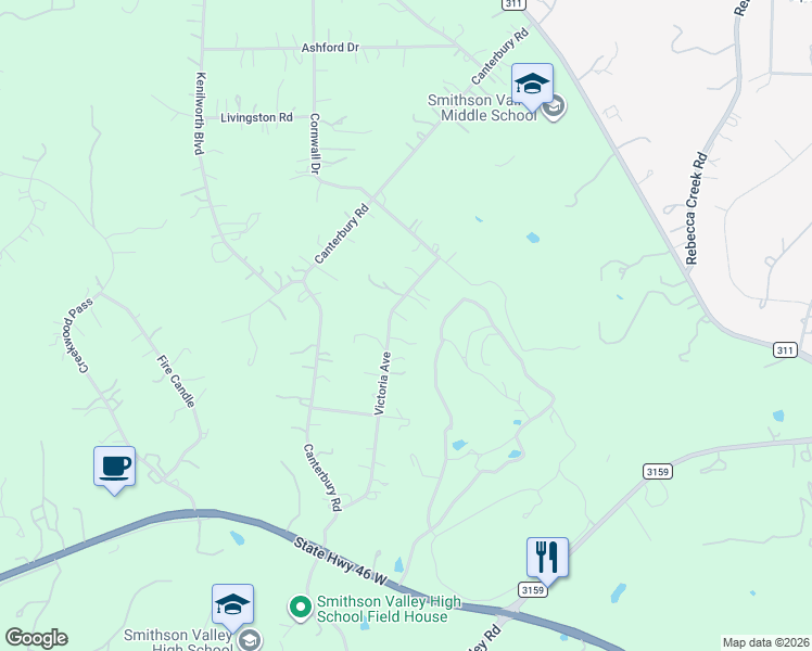 map of restaurants, bars, coffee shops, grocery stores, and more near 1128 Victoria Avenue in Spring Branch