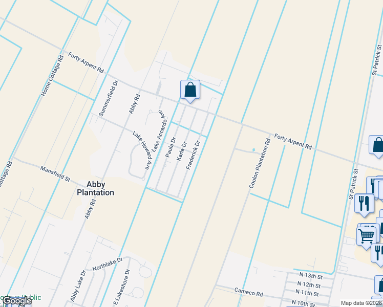 map of restaurants, bars, coffee shops, grocery stores, and more near 101-199 Amanda Drive in Thibodaux