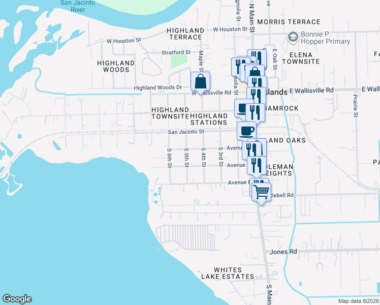 map of restaurants, bars, coffee shops, grocery stores, and more near 211 South 5th Street in Highlands