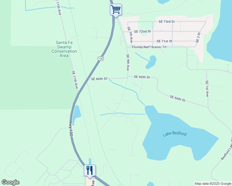 map of restaurants, bars, coffee shops, grocery stores, and more near 6692 Southeast 9th Avenue in Starke