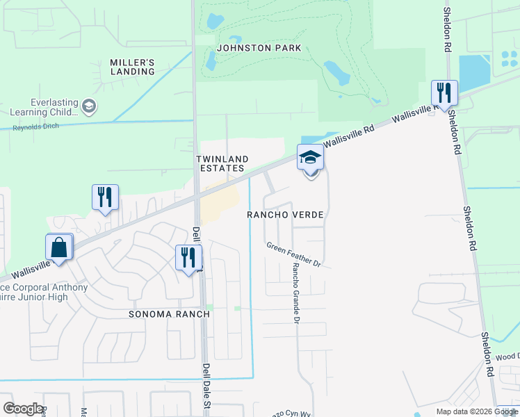 map of restaurants, bars, coffee shops, grocery stores, and more near 2243 Forest Ranch Drive in Houston