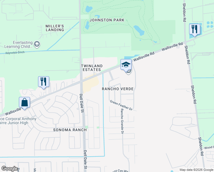 map of restaurants, bars, coffee shops, grocery stores, and more near 2243 Forest Ranch Drive in Houston
