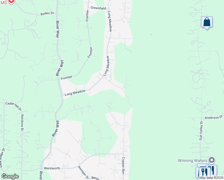 map of restaurants, bars, coffee shops, grocery stores, and more near 122 Misty Brook in Spring Branch