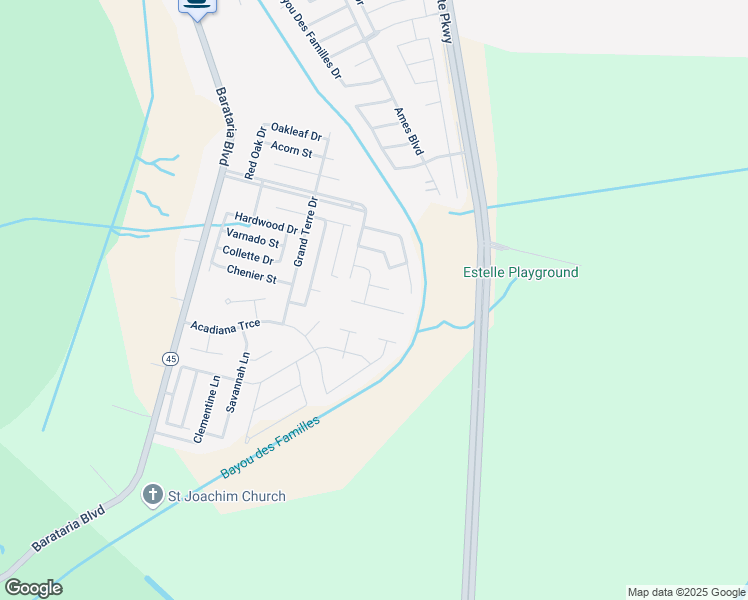 map of restaurants, bars, coffee shops, grocery stores, and more near 2572 Blue Bird Circle in Marrero